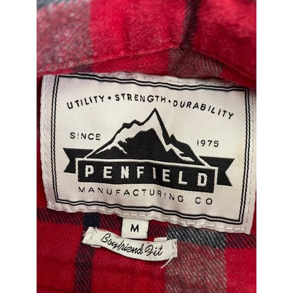Madewell x Penfield Classic Slim Flannel warm cozy layers red plaid gray black 2 - Picture 10 of 11